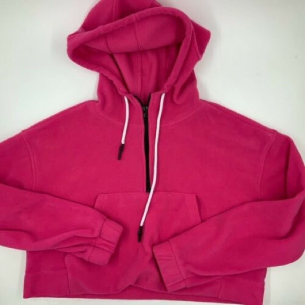Pink half zip crop